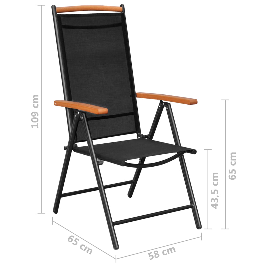 Gartenstühle Klappbar 6 Stk. Textilene Schwarz